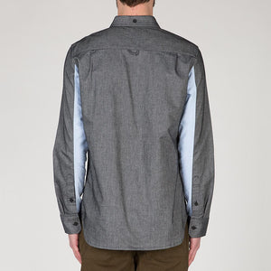 {ie Panel Sleeve Oxford Shirt Black / LT Blue