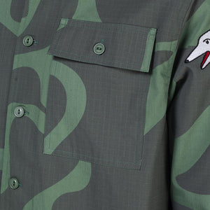 by Parra Bird Camo Button Up Shirt / Camo Green