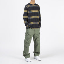 Load image into Gallery viewer, Pop Trading Company Striped Long Sleeve Top Charcoal / Burnt Yellow

